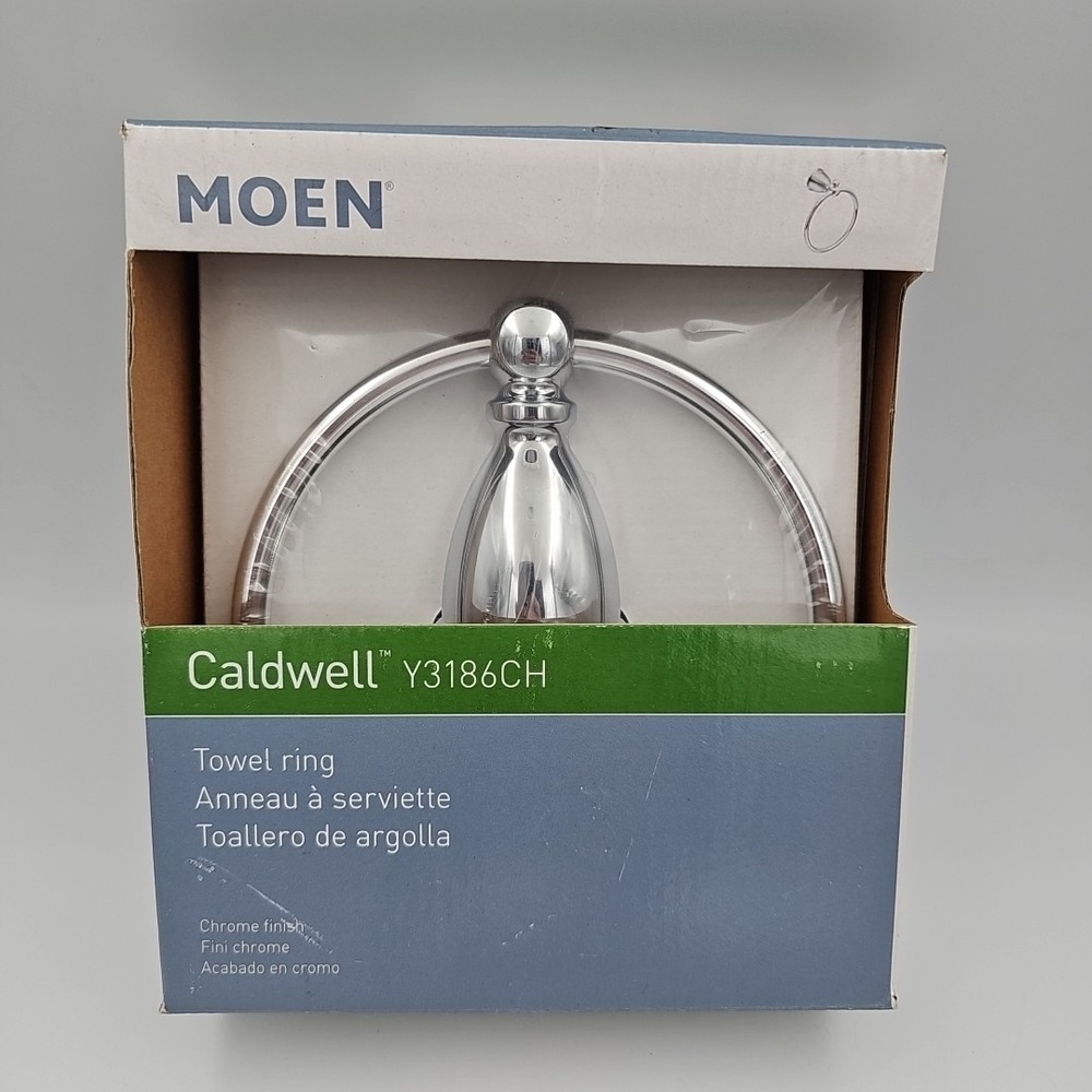 Moen Caldwell Towel Ring Y3186CH Silver‎ Chrome Finish Bathroom Hardware NIB